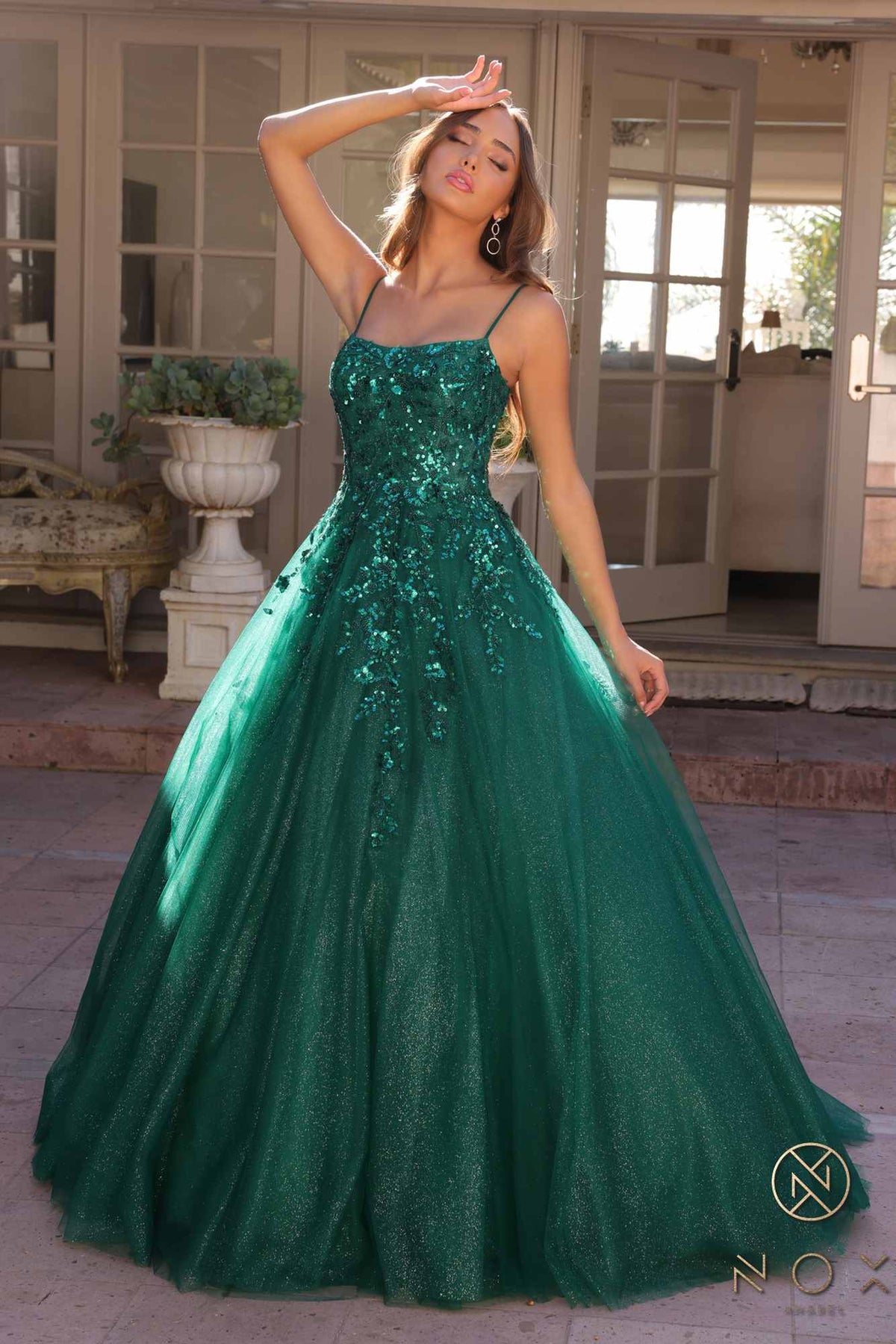 Nox Anabel H1464 Square Neck Poofy A-Line Quinceanera Gown by DiscountDressShop