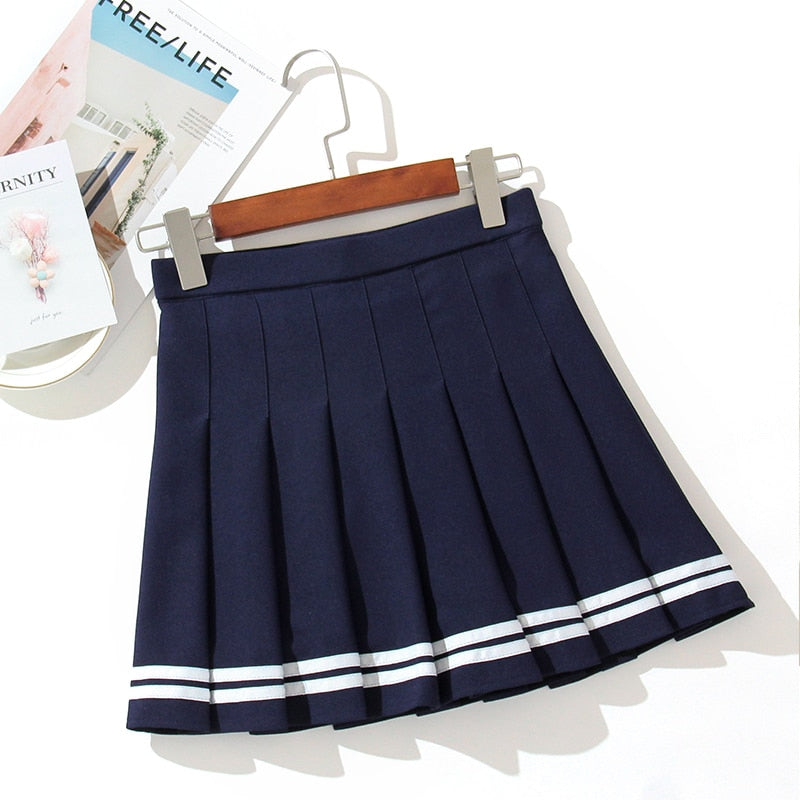 High Waist Pleated Skirt by Kore Kawaii