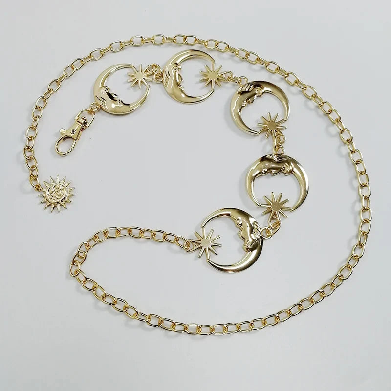 Gold Chain Belt Female Waist Moon Sun Metal Belts For Women Punk Dress Waistband Gothic Jeans Accessory Long Ketting Riem by Urban Fashion Icon
