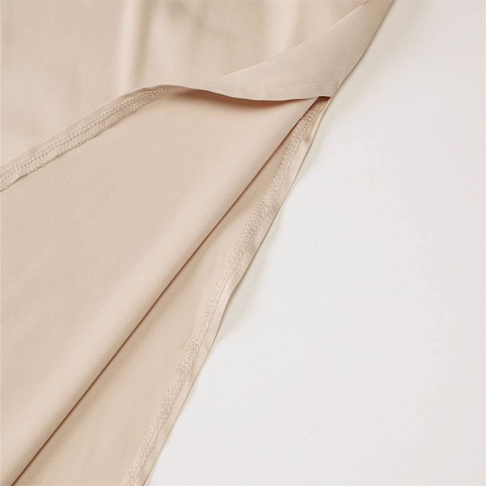 Spring Summer Women Satin Silky Spaghetti Strap Split Long Dress Elegant Sleeveless Backless Sexy Vestito by nowadaysfashion