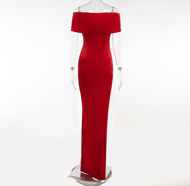 Summer Short Sleeve High Split Formal Evening Dress Women Solid Bodycon Long Dresses by nowadaysfashion