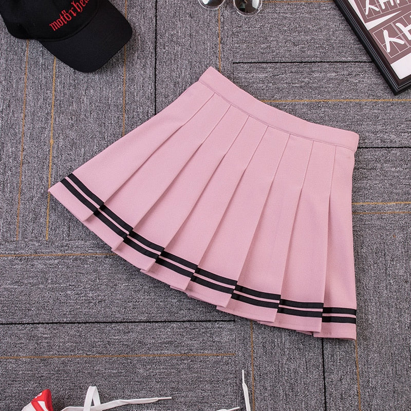 High Waist Pleated Skirt by Kore Kawaii