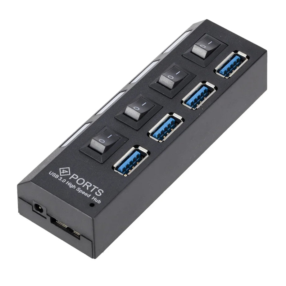 Mini USB HUB 3.0 Super Speed 5Gbps usb3.0 4 Ports HUB Portable Micro USB 3.0 HUB Splitter With External Power Adapter For PC Acc by FLIPSTYLEZLLC