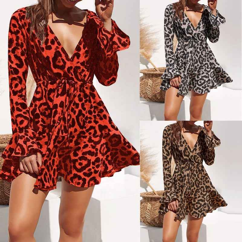 Summer Chiffon Dress Women Leopard Print Boho Beach Dresses by Wild and Free Boutique