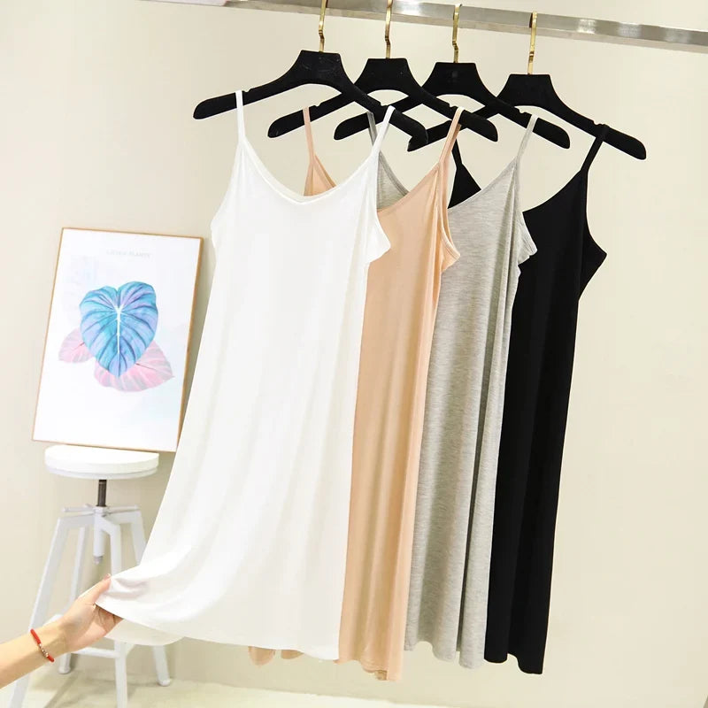 Spring Summer 2026 Woman Tank Dress Casual Modal Sexy Camisole Elastic Female Home Beach Dresses O-Neck Camis Sexy Dress by Urban Fashion Icon