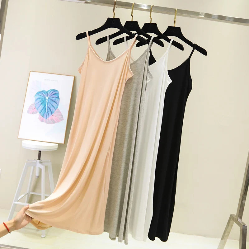Spring Summer 2026 Woman Tank Dress Casual Modal Sexy Camisole Elastic Female Home Beach Dresses O-Neck Camis Sexy Dress by Urban Fashion Icon