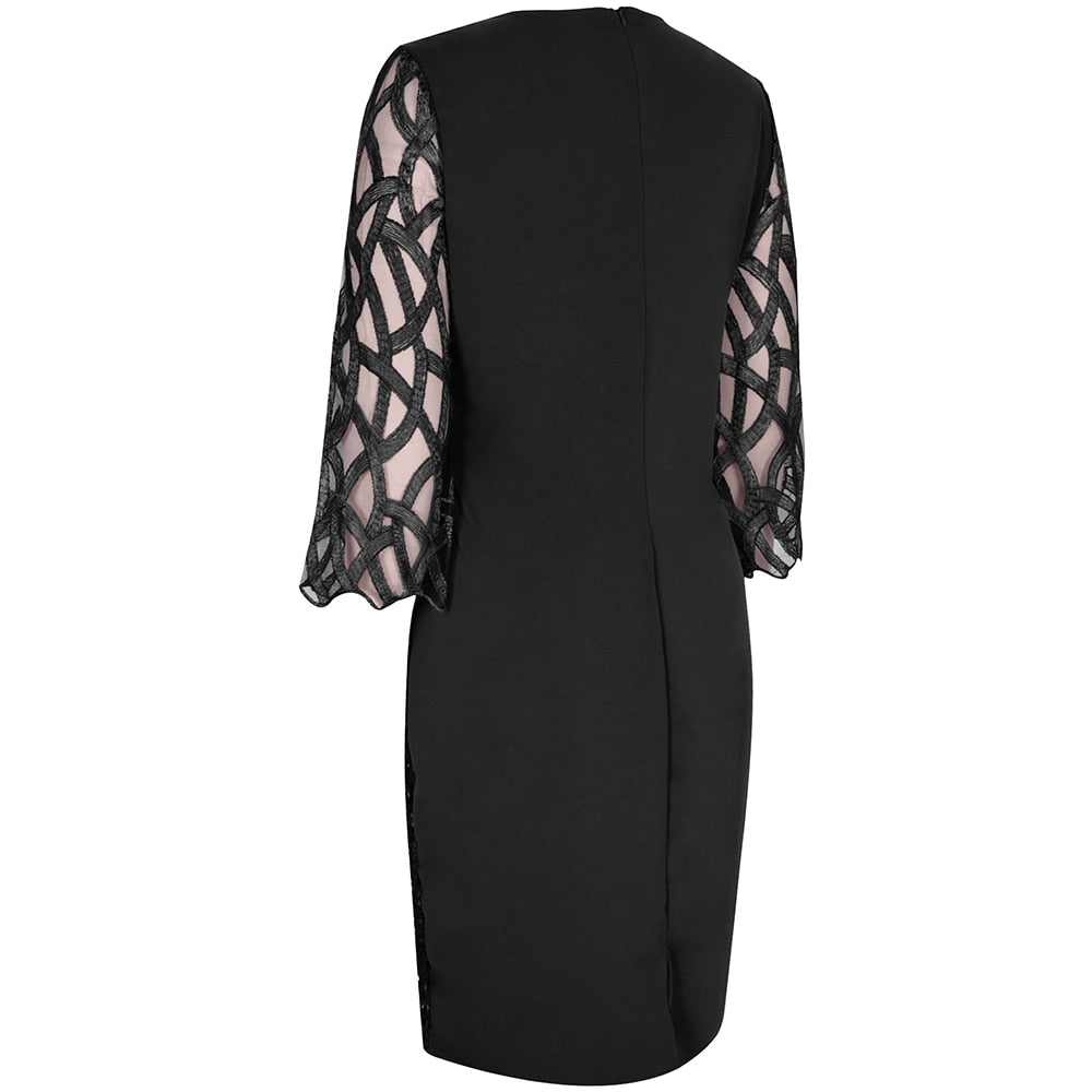 Elegant Sequin Evening Party Dresses 2022 Spring Mesh Patchwork Casual Midi Dress by nowadaysfashion