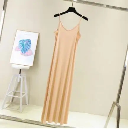 Spring Summer 2026 Woman Tank Dress Casual Modal Sexy Camisole Elastic Female Home Beach Dresses O-Neck Camis Sexy Dress by Urban Fashion Icon