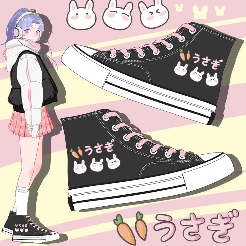Black Usagi High Tops by Kore Kawaii
