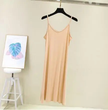 Spring Summer 2026 Woman Tank Dress Casual Modal Sexy Camisole Elastic Female Home Beach Dresses O-Neck Camis Sexy Dress by Urban Fashion Icon