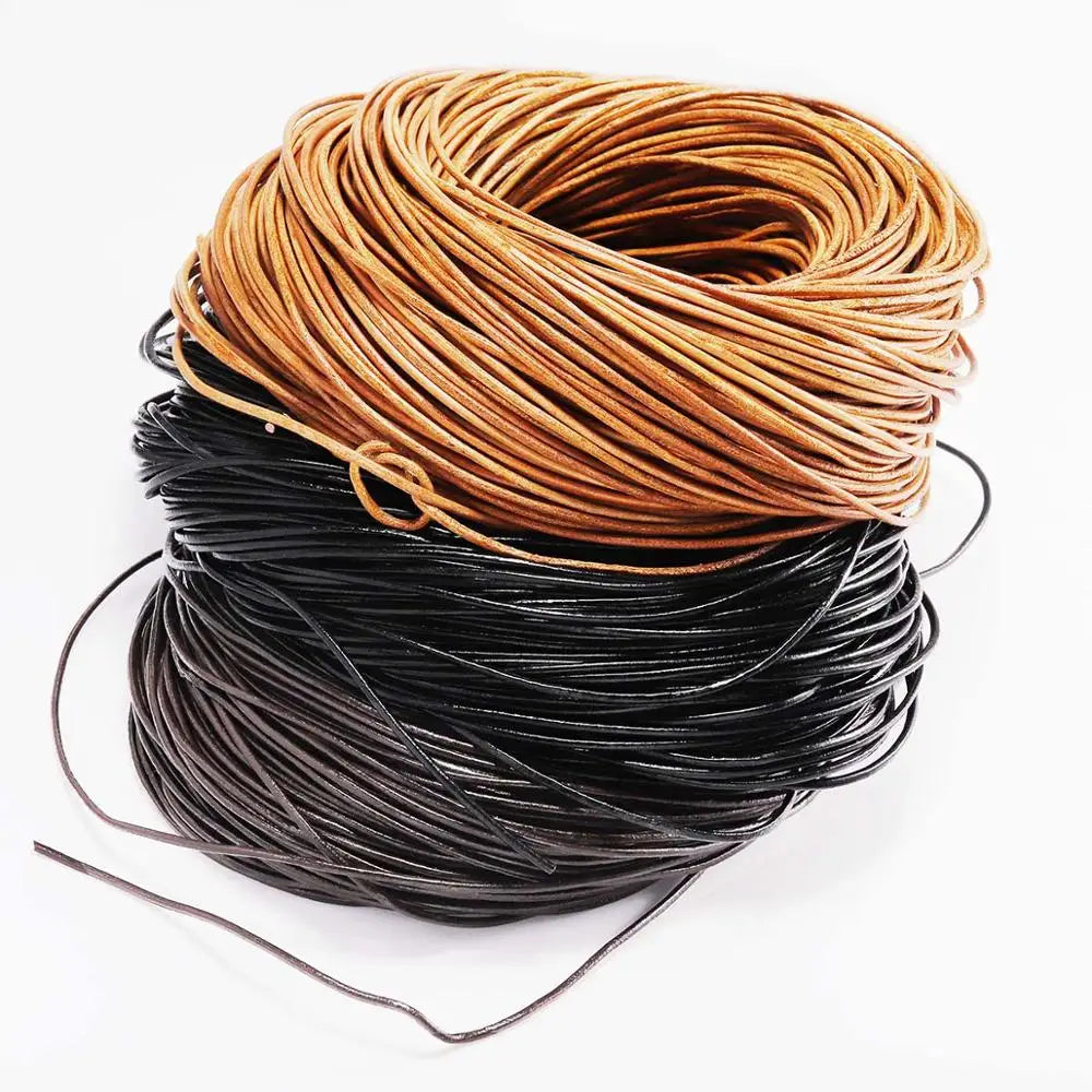2/5 Meters/Lot 1-6mm Genuine Cow Leather Round Thong Cord DIY Bracelet by AliExpress
