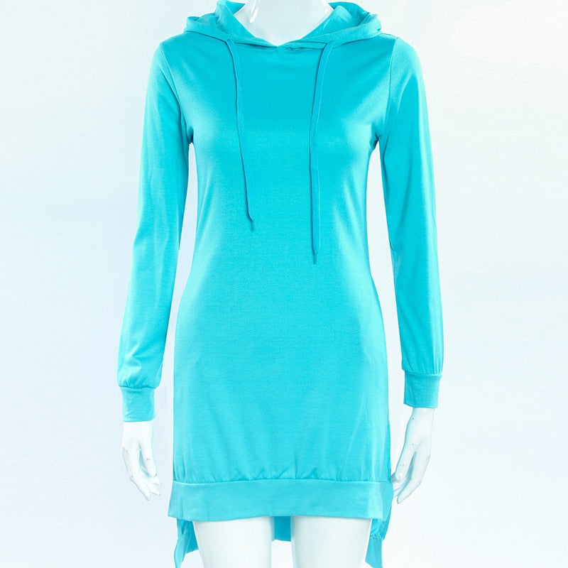 Woman Sweatshirt Dress Hoodies Autumn Sports Casual Long Sleeve Split Sweatshirt Hooded Dress by nowadaysfashion