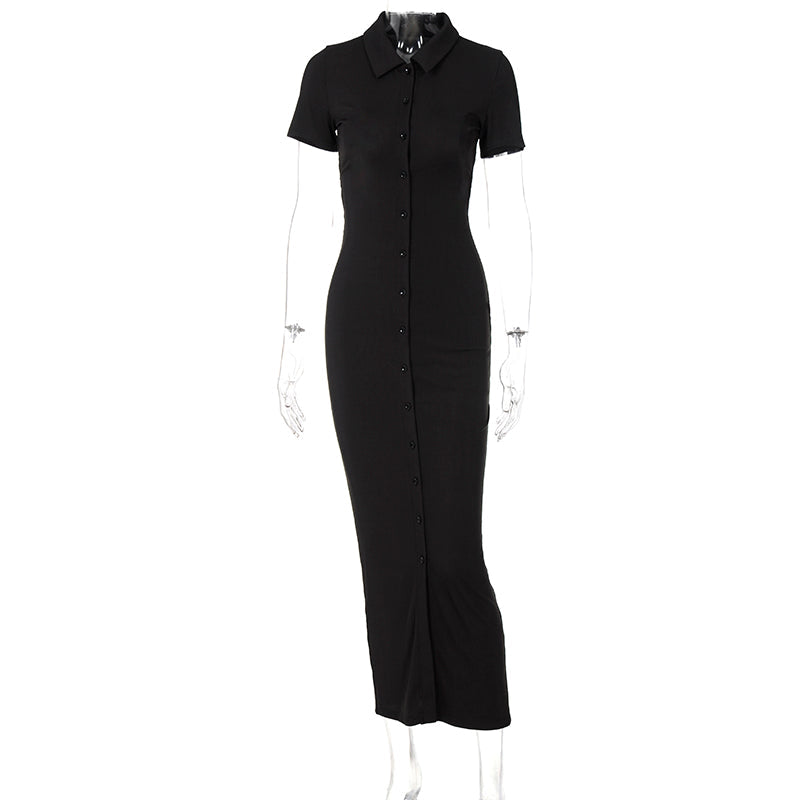 Sexy Backless Short Sleeve Shirt Dress Women Ribbed Buttons Up Bandage Knitted Bodycon Gown 2022 by nowadaysfashion