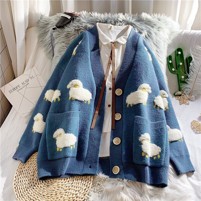 Casual Sheep Cardigan Sweater by Kore Kawaii