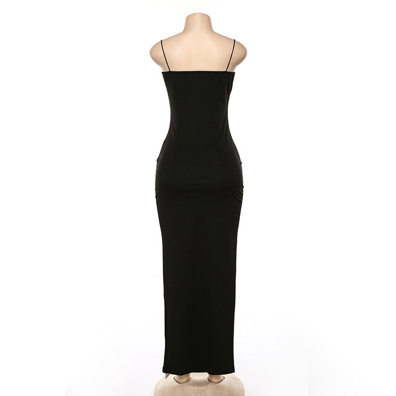 Backless Strap Split Dress Women Elastic Long Dresses Sleeveless Camisole Dress by nowadaysfashion