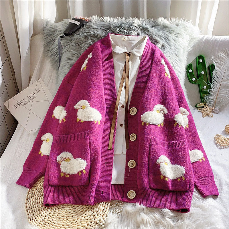 Casual Sheep Cardigan Sweater by Kore Kawaii