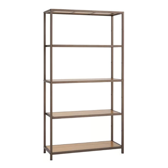 Heavy Duty 5-Shelf Steel Frame Shelving Unit with Bamboo Shelves by HomePacific