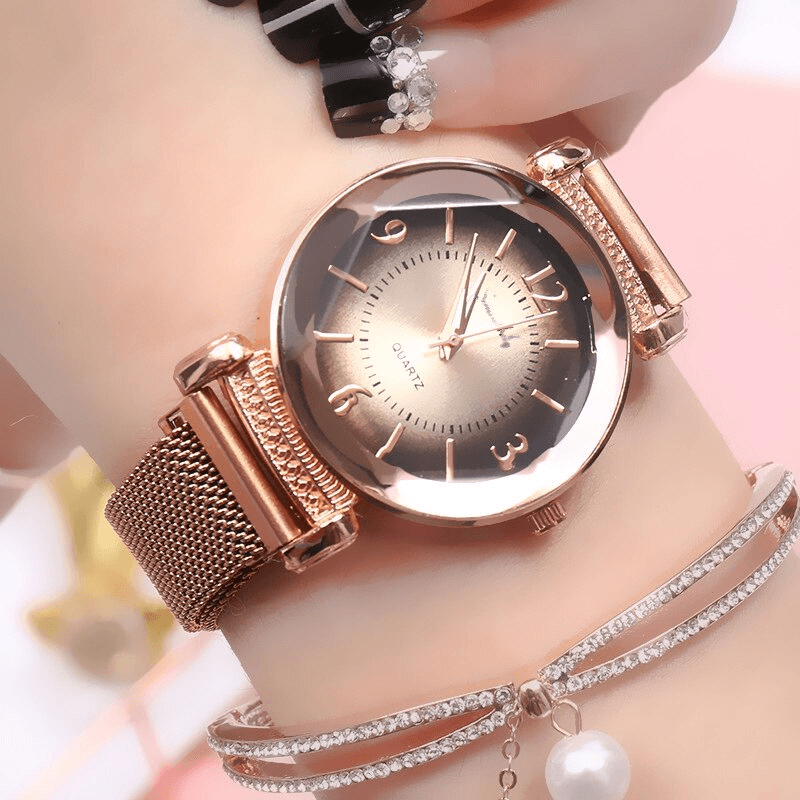 Women Watch Gradient Dial Milan Strap Luxury Fashion Ladies Watch Women Dress Watches Party Decoration Gifts For Women and Girls by Stevvex