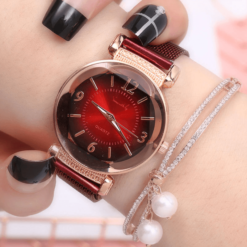 Women Watch Gradient Dial Milan Strap Luxury Fashion Ladies Watch Women Dress Watches Party Decoration Gifts For Women and Girls by Stevvex