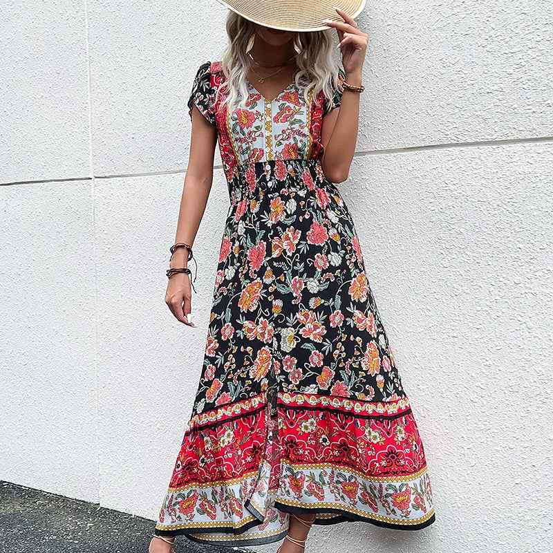 Bohemian Beach Dress Summer Rayon Viscose Ladies Fashion Flower Printed Vestidos Clothing Women Vintage Boho Floral Casual Dress by Wild and Free Boutique