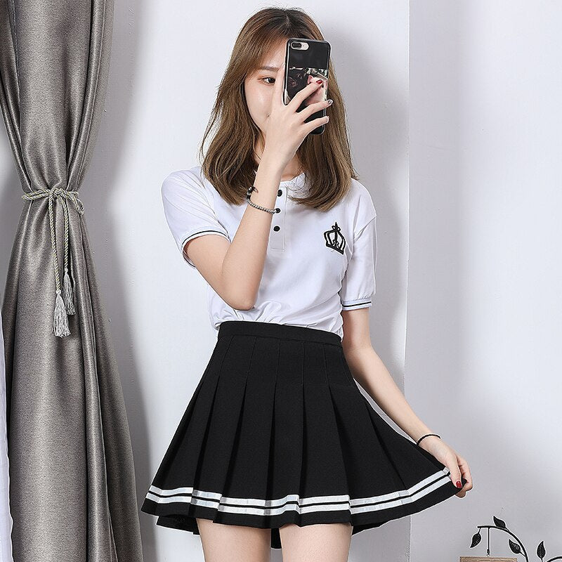 High Waist Pleated Skirt by Kore Kawaii