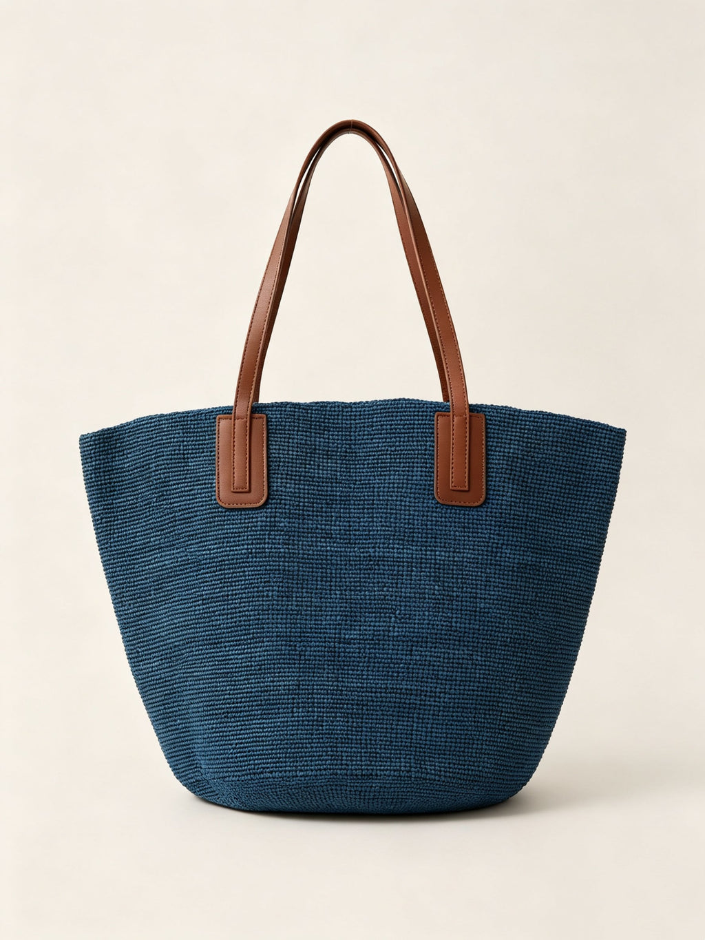 Handwoven Raffia Tote Bag With Leather Handles by LINTICO