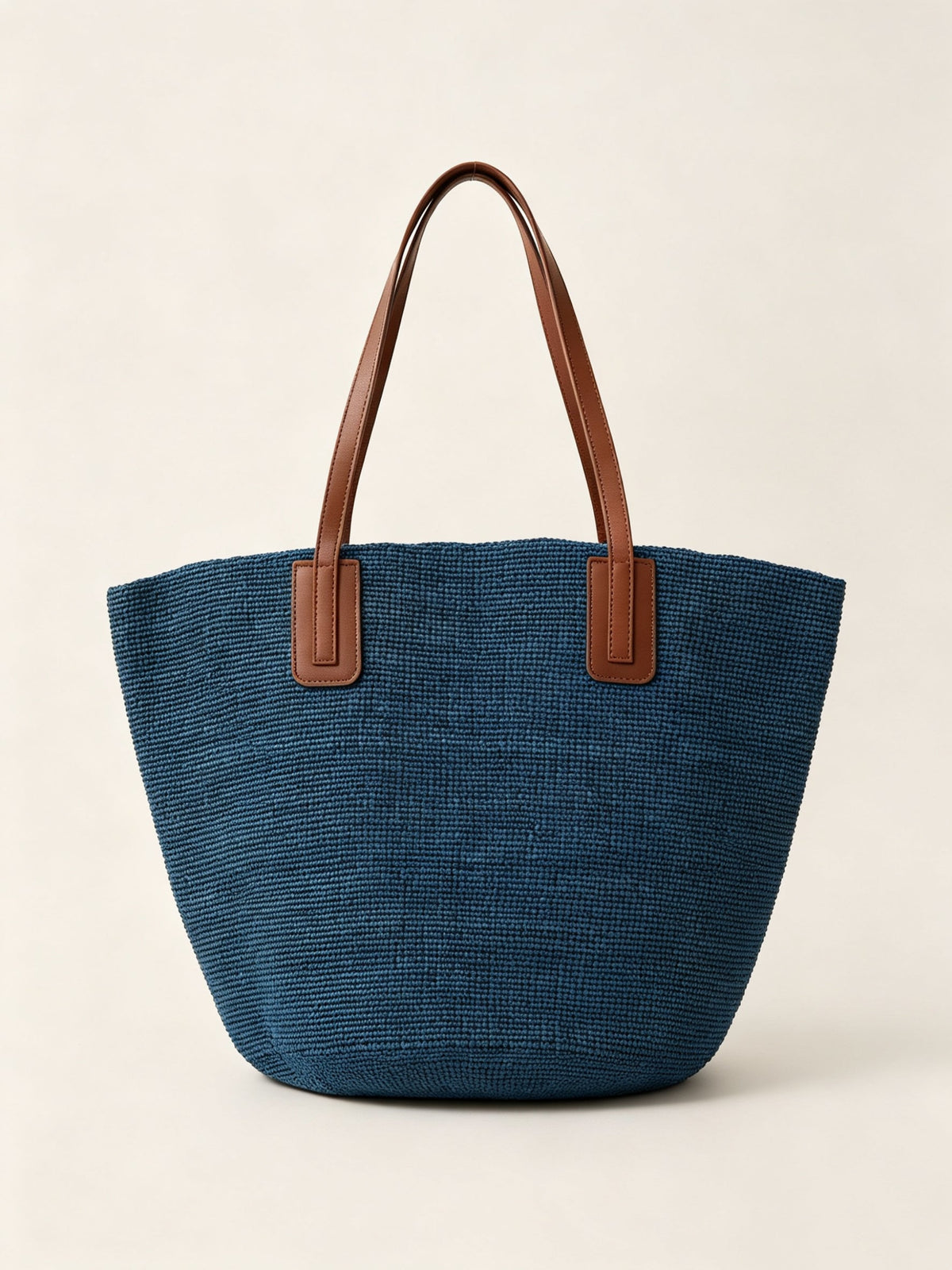 Handwoven Raffia Tote Bag With Leather Handles by LINTICO