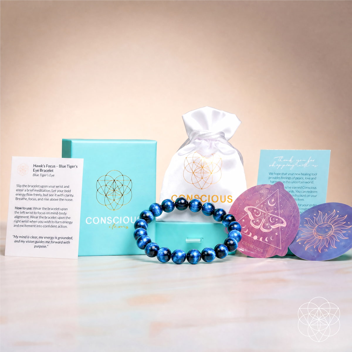 Hawk’s Focus – Royal Blue Tiger’s Eye Bracelet by Conscious Items