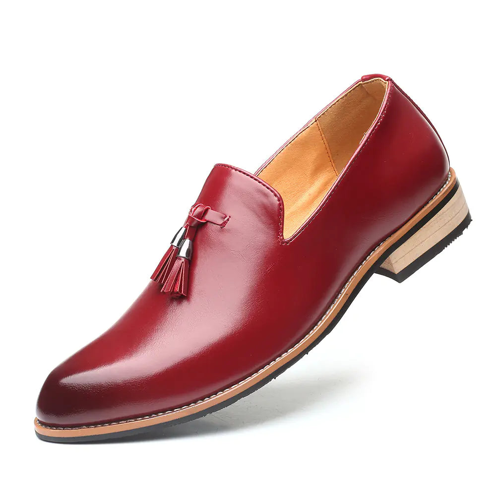 Men's Pointed Toe Leather Dress Shoes - Slip-On Style by Trendy Attic Store01