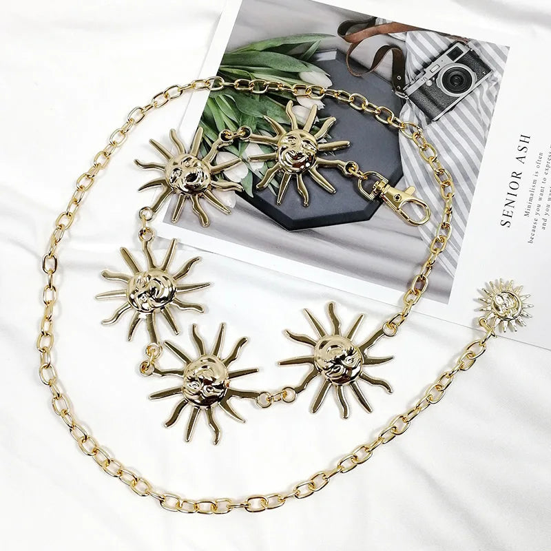 Gold Chain Belt Female Waist Moon Sun Metal Belts For Women Punk Dress Waistband Gothic Jeans Accessory Long Ketting Riem by Urban Fashion Icon