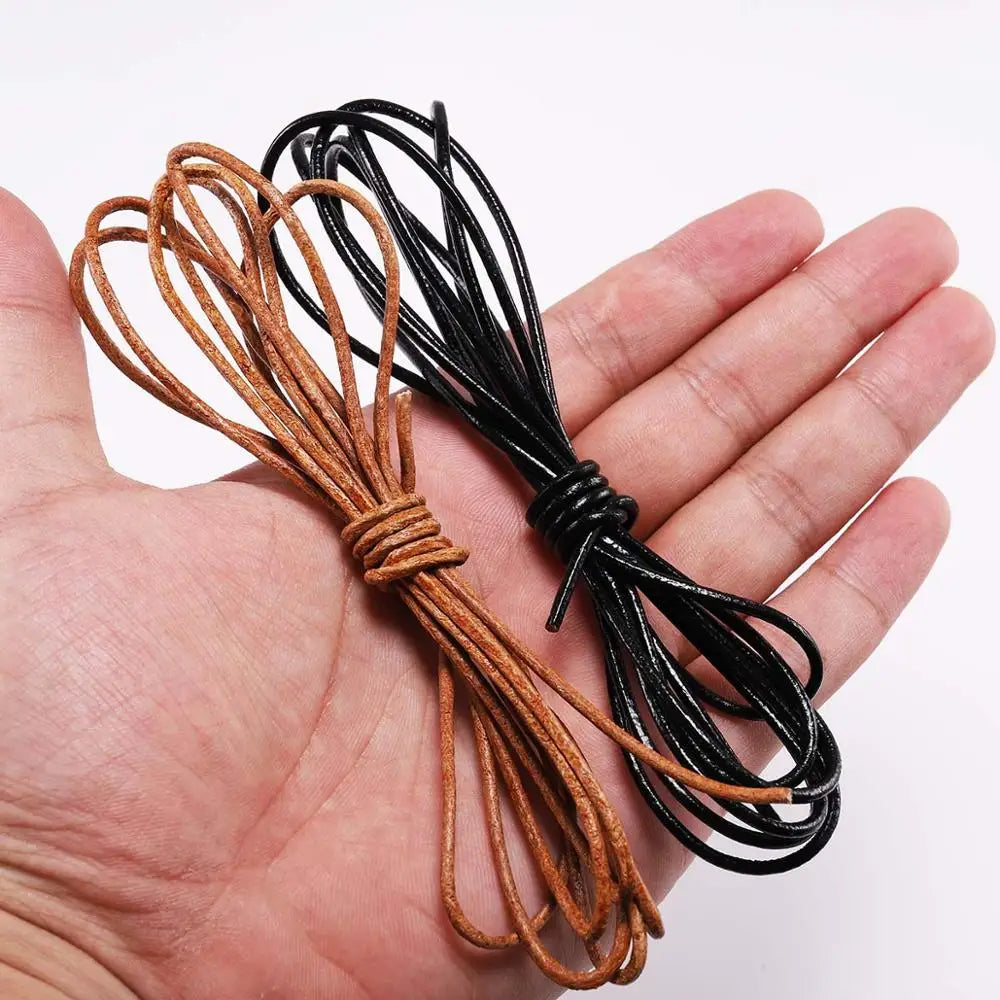 2/5 Meters/Lot 1-6mm Genuine Cow Leather Round Thong Cord DIY Bracelet by AliExpress