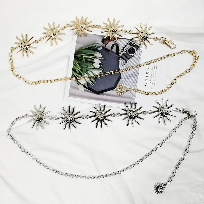 Gold Chain Belt Female Waist Moon Sun Metal Belts For Women Punk Dress Waistband Gothic Jeans Accessory Long Ketting Riem by Urban Fashion Icon
