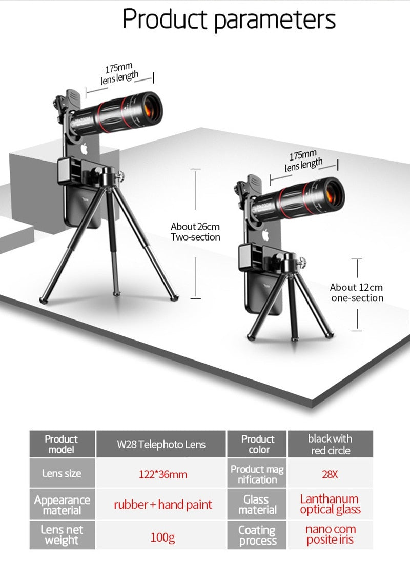 Dragon Bluetooth Ultra HD 28X Zoom Telescope Lens Tripod Kit by Yellow Pandora
