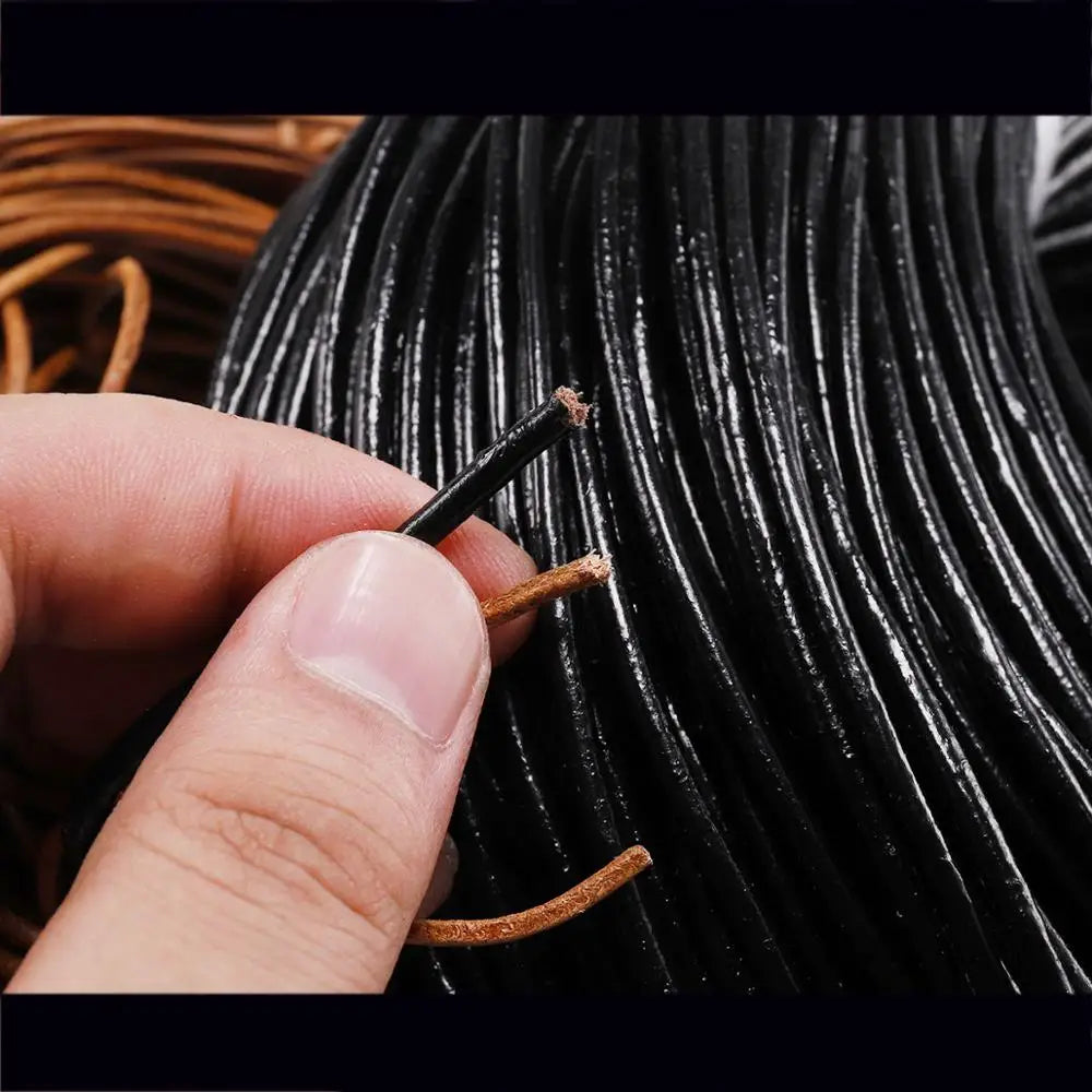 2/5 Meters/Lot 1-6mm Genuine Cow Leather Round Thong Cord DIY Bracelet by AliExpress