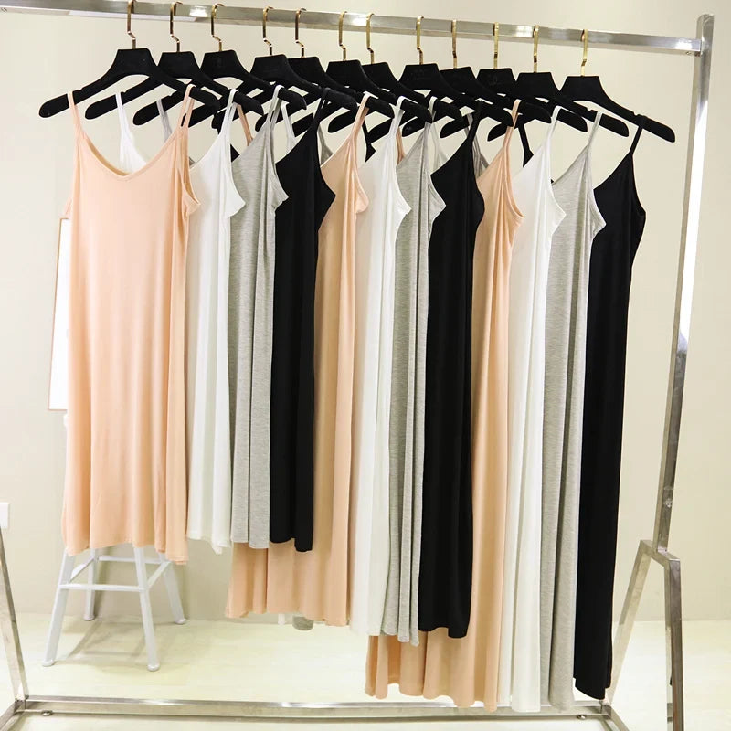 Spring Summer 2026 Woman Tank Dress Casual Modal Sexy Camisole Elastic Female Home Beach Dresses O-Neck Camis Sexy Dress by Urban Fashion Icon