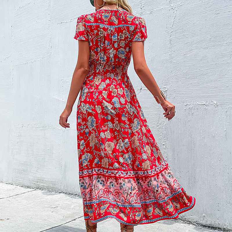 Bohemian Beach Dress Summer Rayon Viscose Ladies Fashion Flower Printed Vestidos Clothing Women Vintage Boho Floral Casual Dress by Wild and Free Boutique