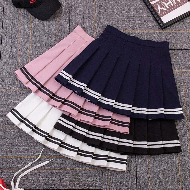 High Waist Pleated Skirt by Kore Kawaii