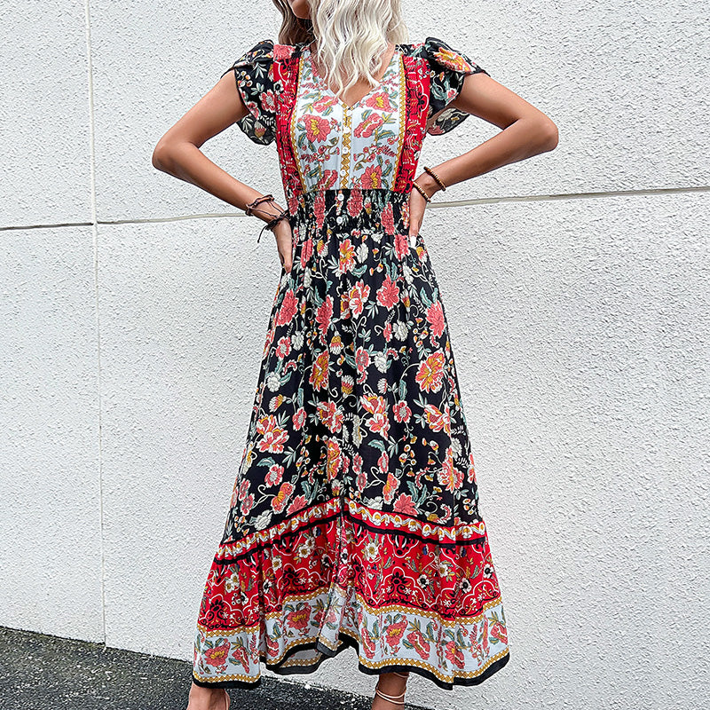 Bohemian Beach Dress Summer Rayon Viscose Ladies Fashion Flower Printed Vestidos Clothing Women Vintage Boho Floral Casual Dress by Wild and Free Boutique
