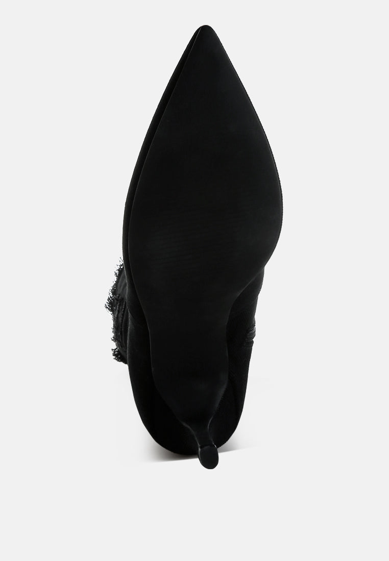 Himkok Distressed Denim Mid-Calf Boots by London Rag