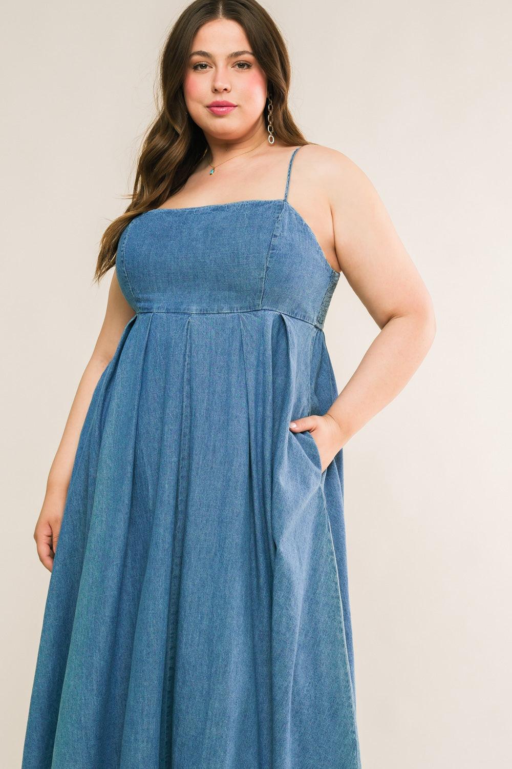 CAPTIVATING HEART DENIM MIDI DRESS by Flying Tomato