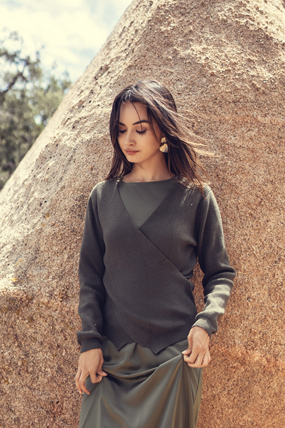 FAUX WRAP SWEATER by profile-nyc