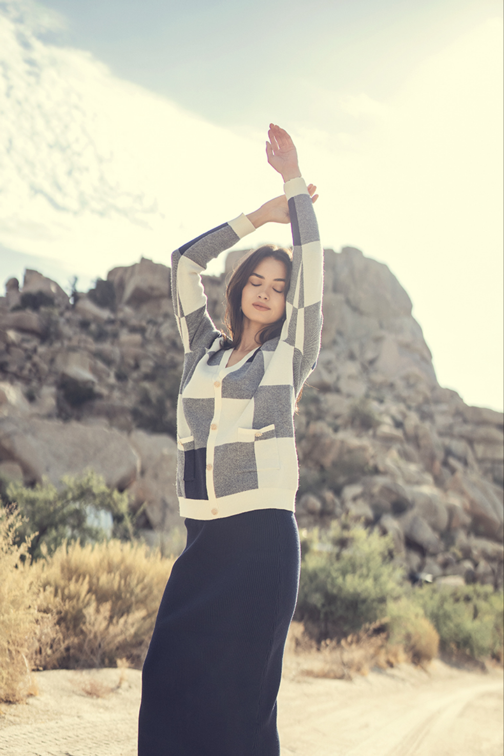 OVERSIZED CHECKED FAUX CARDIGAN by profile-nyc