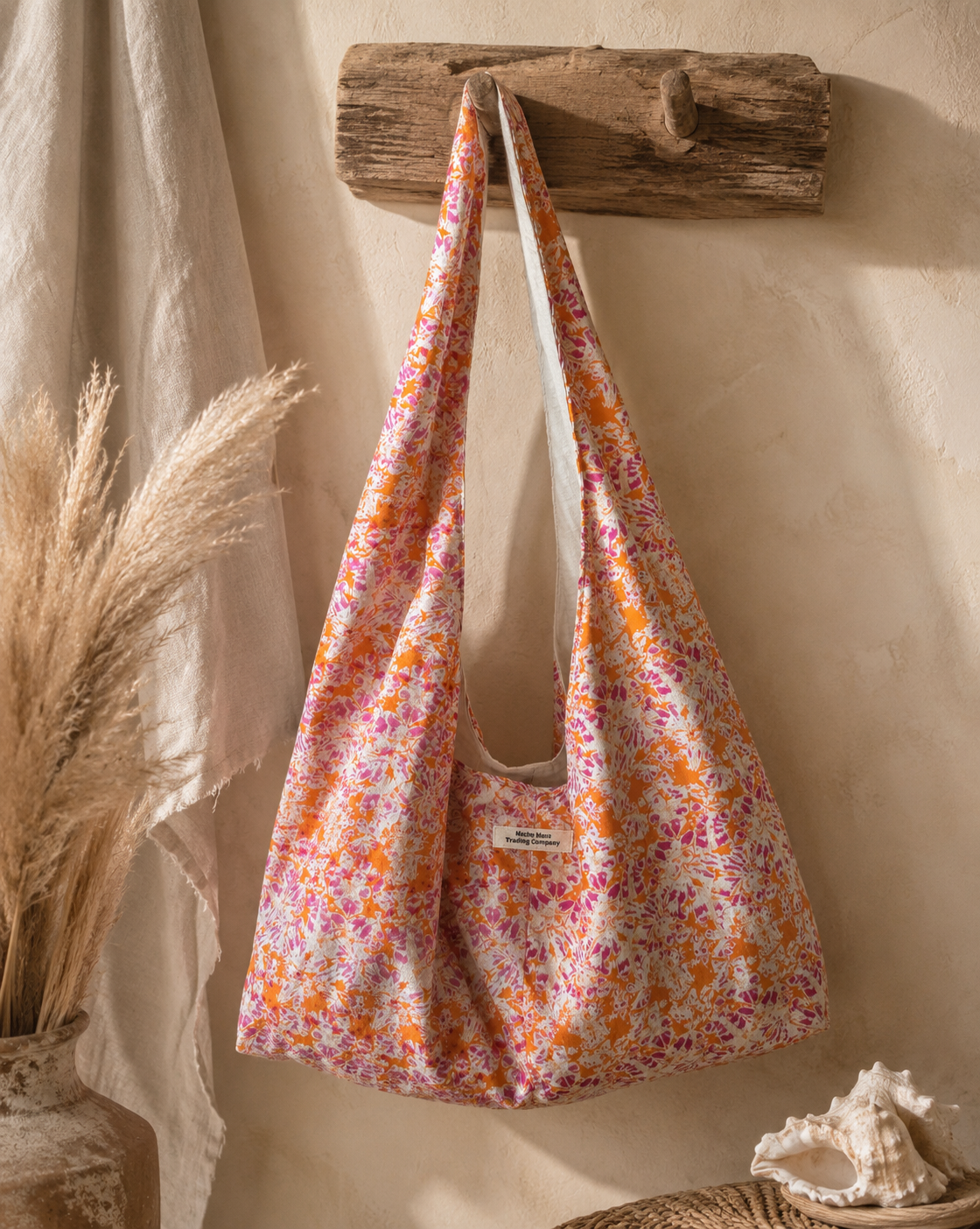Sunset Bloom Handmade Slouchy Hobo Bag – Boho Floral Tote by Macee Rose Trading Company