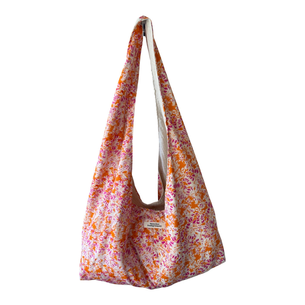 Sunset Bloom Handmade Slouchy Hobo Bag – Boho Floral Tote by Macee Rose Trading Company
