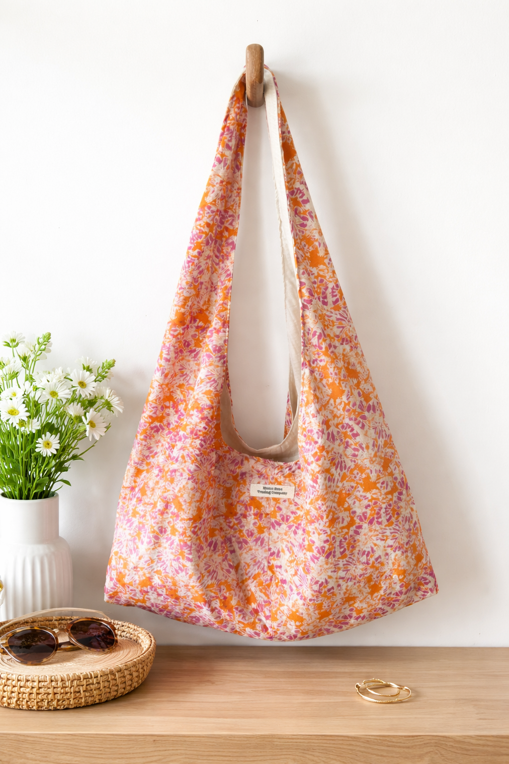 Sunset Bloom Handmade Slouchy Hobo Bag – Boho Floral Tote by Macee Rose Trading Company