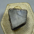 Rainbow Moonstone Ring - Size 6 - Rough Poly by Sacred Crystals
