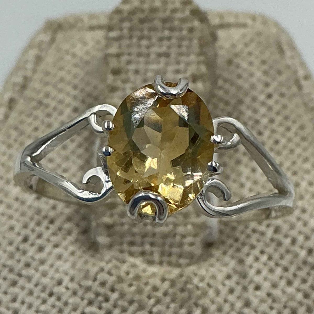 Sterling Silver Oval Citrine Heart Frame Ring – Size 10 – Abundance, Love & Emotional Balance by Sacred Crystals