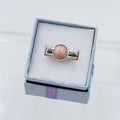 Sterling Silver Split Banded Round Rhodochrosite Ring - Size 9 - Loving, Compassionate & Healing by Sacred Crystals