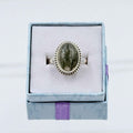 Sterling Silver Bezeled Oval Moss Agate Ring - Size 8 - Grounding, Nurturing & Growth by Sacred Crystals