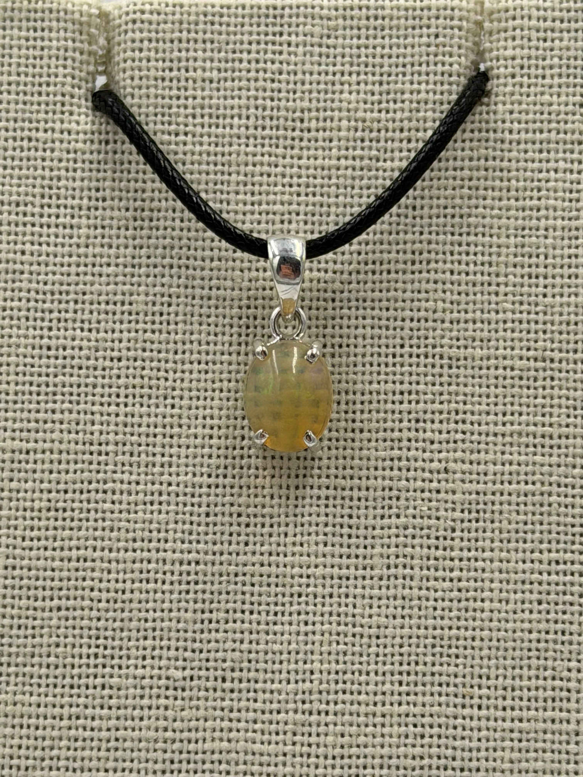 Sterling Silver Oval Ethiopian Opal Pendant Size 3 by Sacred Crystals